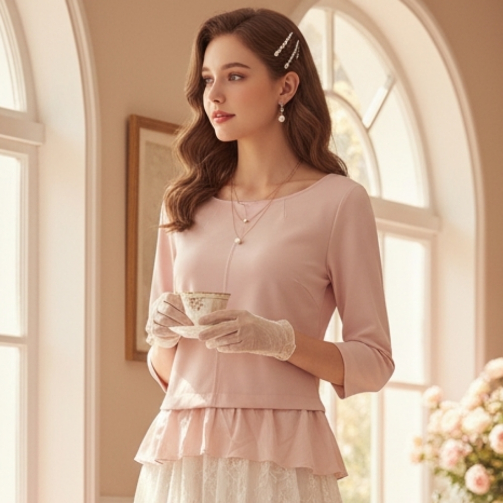 Club Monaco XS Soft Girl Barbiecore Quiet Luxury Romantic Dainty Peplum Top